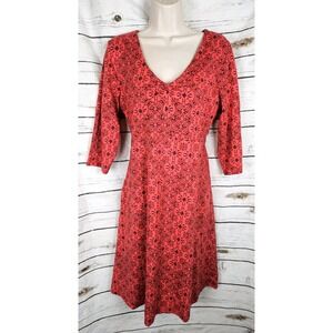 Toad & Co Rosalinda Geometric Dress XL Midi Organic Cotton 3/4 Sleeves